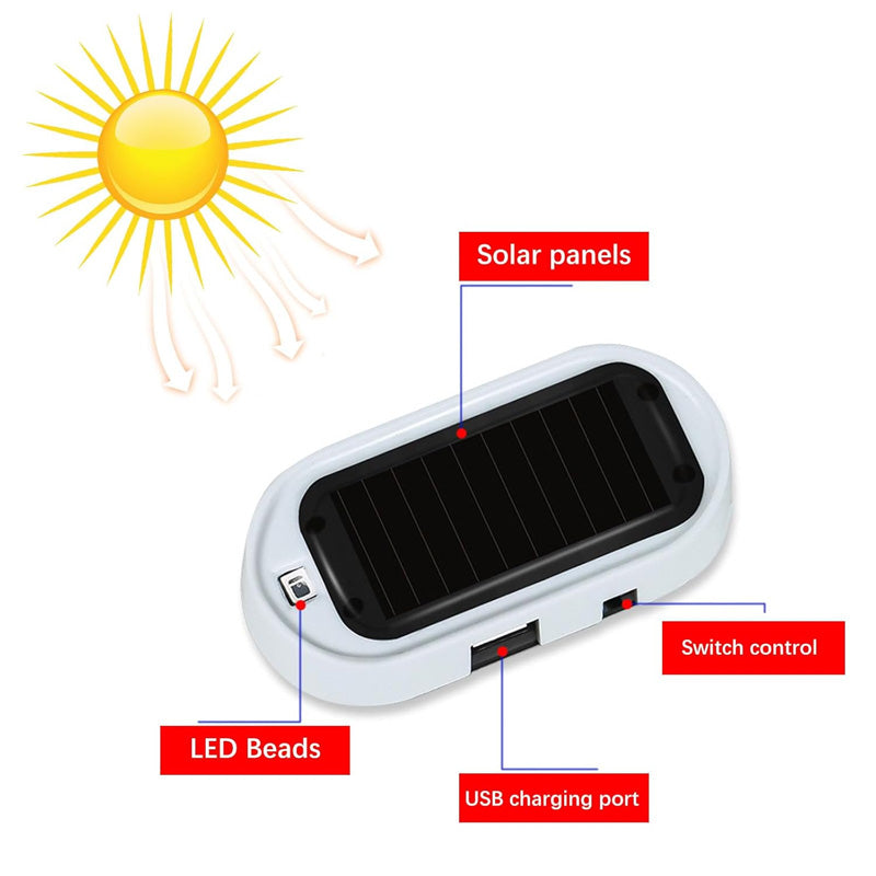 🚨 Solar-Powered Car Security Warning Light – Flashing LED Theft Deterrent 🛡️