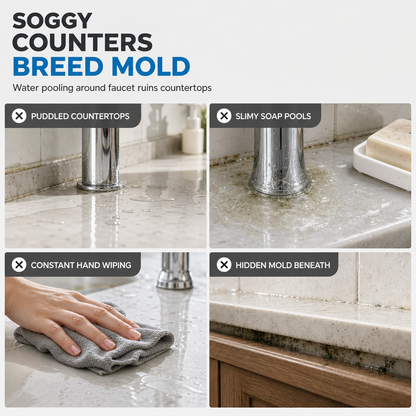 💧 Cut-to-Fit Faucet Splash Guard – Fast-Draining Silicone Sink Mat