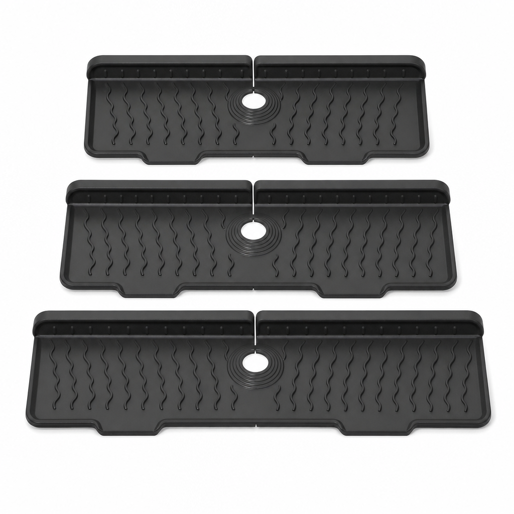 💧 Cut-to-Fit Faucet Splash Guard – Fast-Draining Silicone Sink Mat