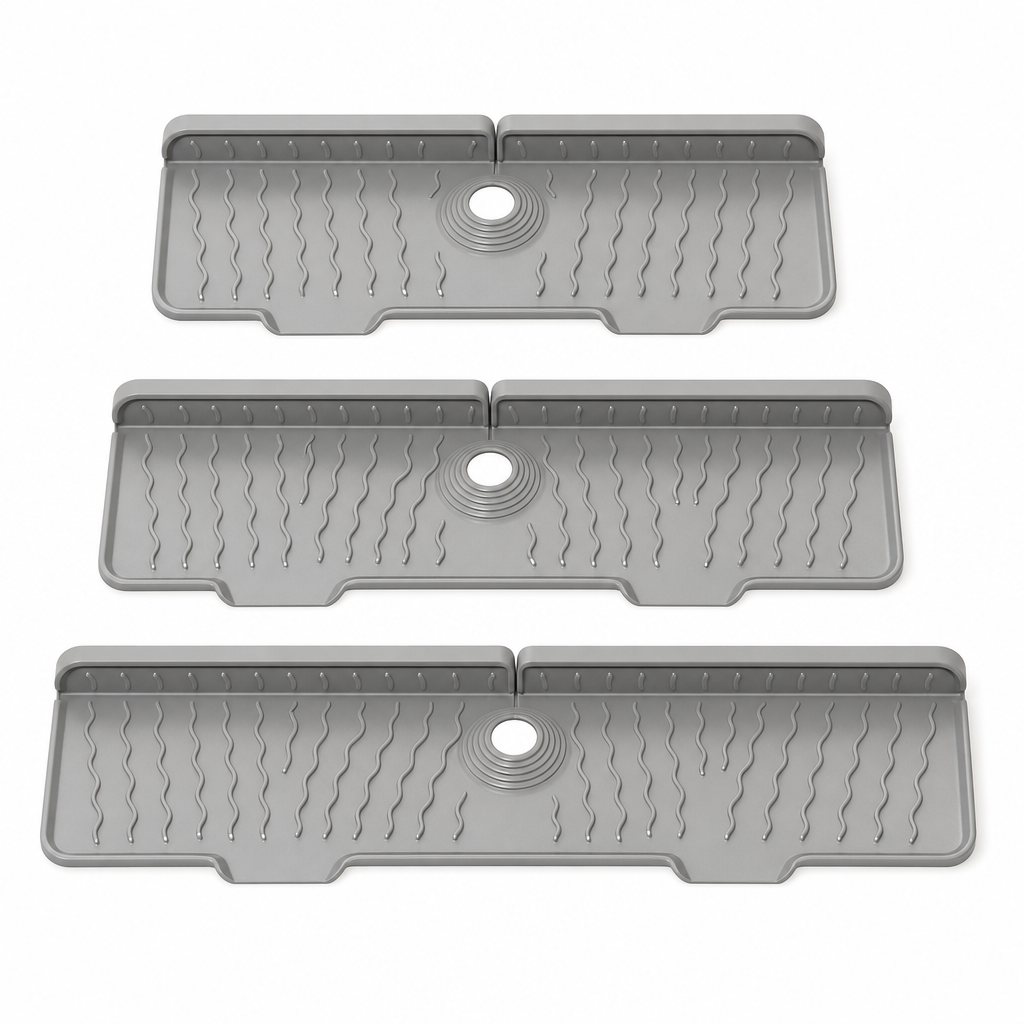 💧 Cut-to-Fit Faucet Splash Guard – Fast-Draining Silicone Sink Mat