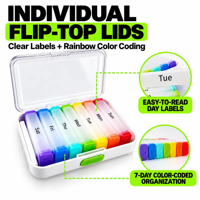 7-Day Snap-Apart Pill Organizer 💊 Portable Daily Pods