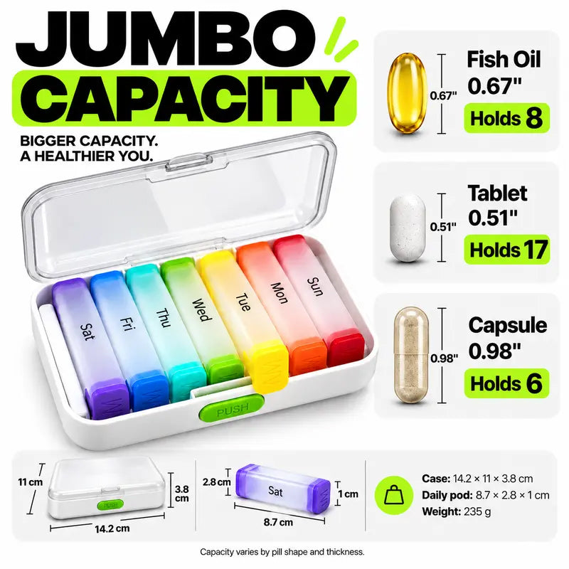 7-Day Snap-Apart Pill Organizer 💊 Portable Daily Pods