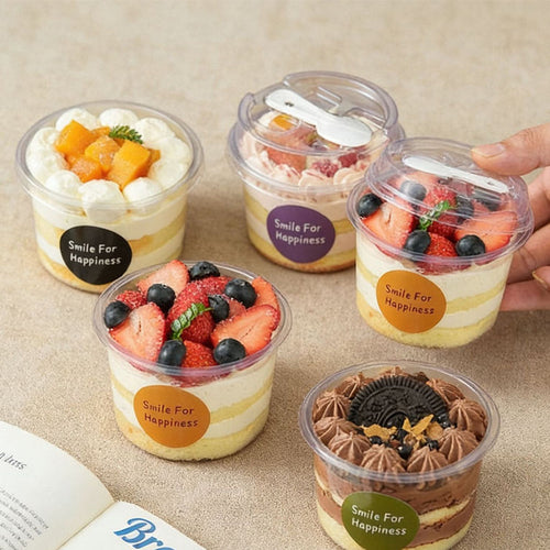 🍨 Grab-and-Go Parfait Cup Kit with Crystal-Clear Containers, Secure Lids & Built-In Spoons ✨