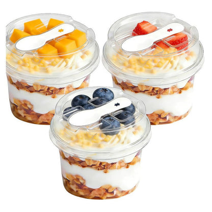🍨 Grab-and-Go Parfait Cup Kit with Crystal-Clear Containers, Secure Lids & Built-In Spoons ✨