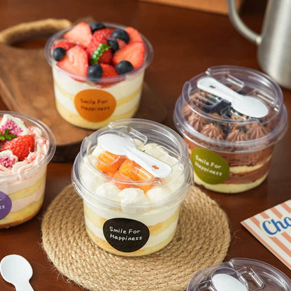 🍨 Grab-and-Go Parfait Cup Kit with Crystal-Clear Containers, Secure Lids & Built-In Spoons ✨
