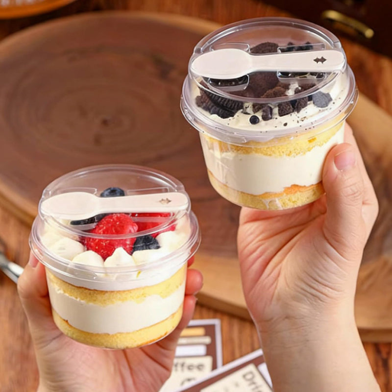 🍨 Grab-and-Go Parfait Cup Kit with Crystal-Clear Containers, Secure Lids & Built-In Spoons ✨