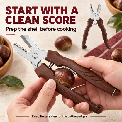 ⚡ 2-in-1 Chestnut Shear – Dual-Edge, Labor-Saving, Safe ✨