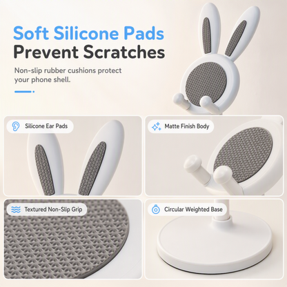 Cute Bunny Phone Stand 🐰 – Weighted Base with Soft Silicone Pads
