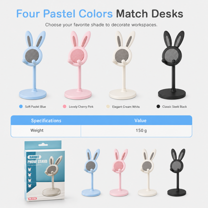 Cute Bunny Phone Stand 🐰 – Weighted Base with Soft Silicone Pads