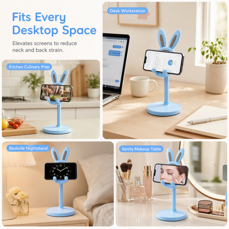 Cute Bunny Phone Stand 🐰 – Weighted Base with Soft Silicone Pads