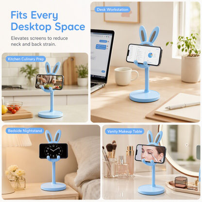 Cute Bunny Phone Stand 🐰 – Weighted Base with Soft Silicone Pads