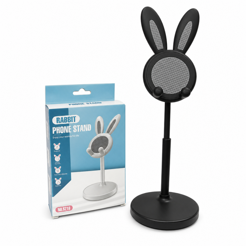 Cute Bunny Phone Stand 🐰 – Weighted Base with Soft Silicone Pads