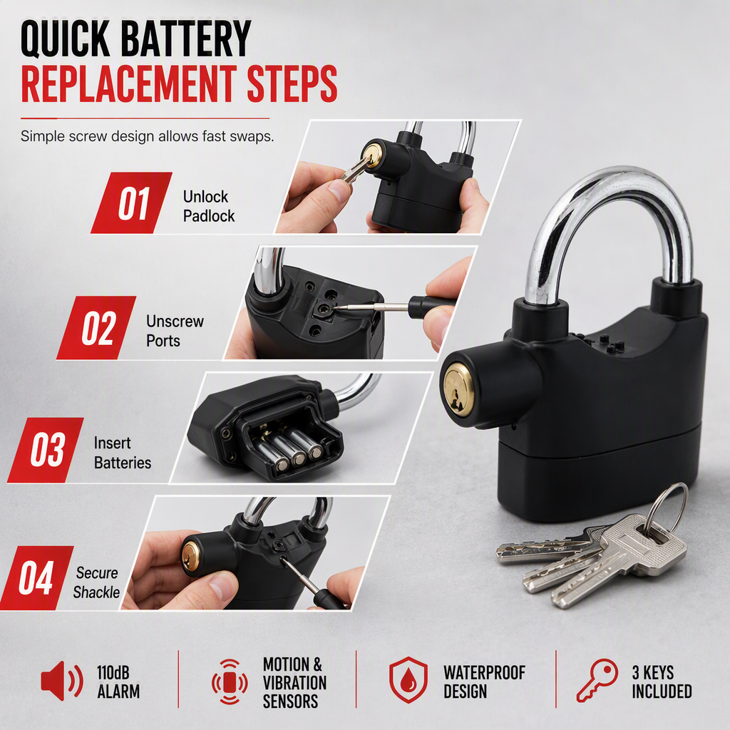 ⏳Limited-time 50% off⏰Heavy-Duty Aluminum Alloy Alarm Padlock🔒🚨
