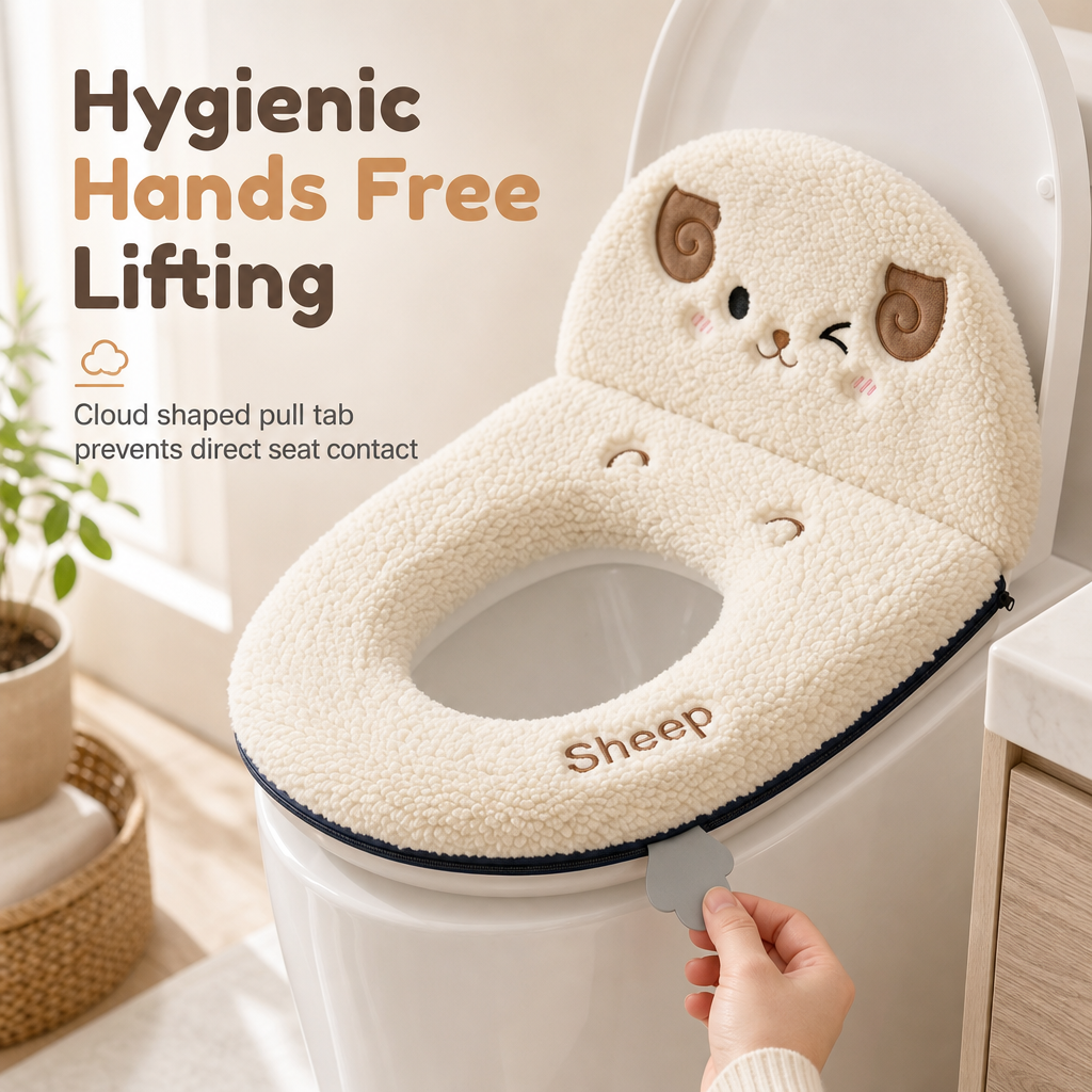 🧸 Ultra-Soft Plush Toilet Seat Cover – Washable, Thick, Warm & Cozy Bathroom Comfort