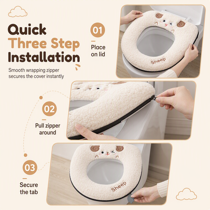 🧸 Ultra-Soft Plush Toilet Seat Cover – Washable, Thick, Warm & Cozy Bathroom Comfort
