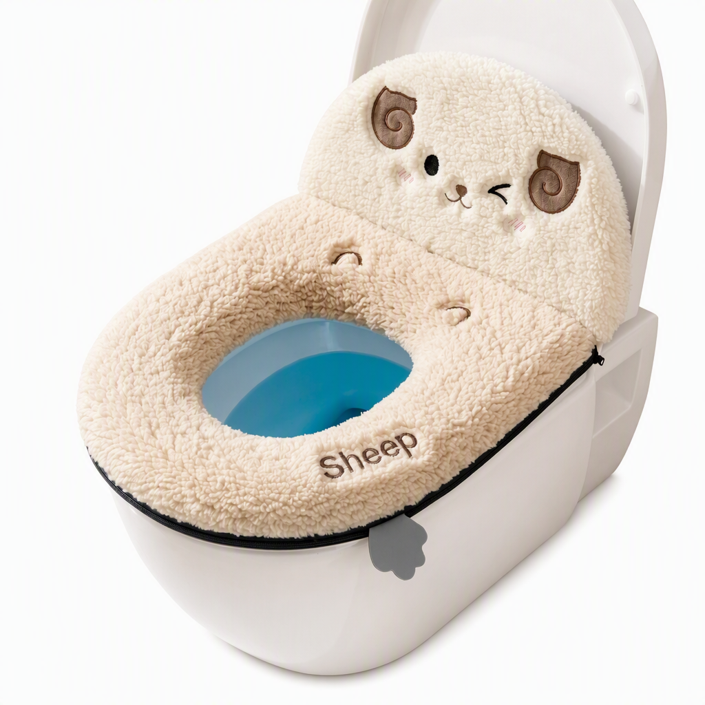 🧸 Ultra-Soft Plush Toilet Seat Cover – Washable, Thick, Warm & Cozy Bathroom Comfort