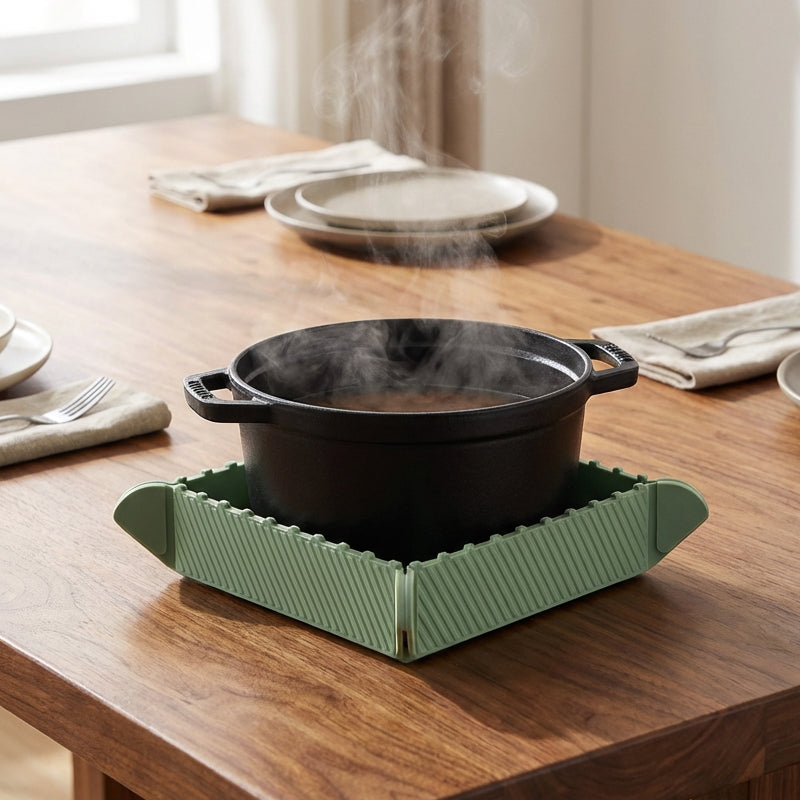 🍳 Foldable Magnetic Silicone Trivet – Heat-Resistant Pot Mat & Kitchen Tray