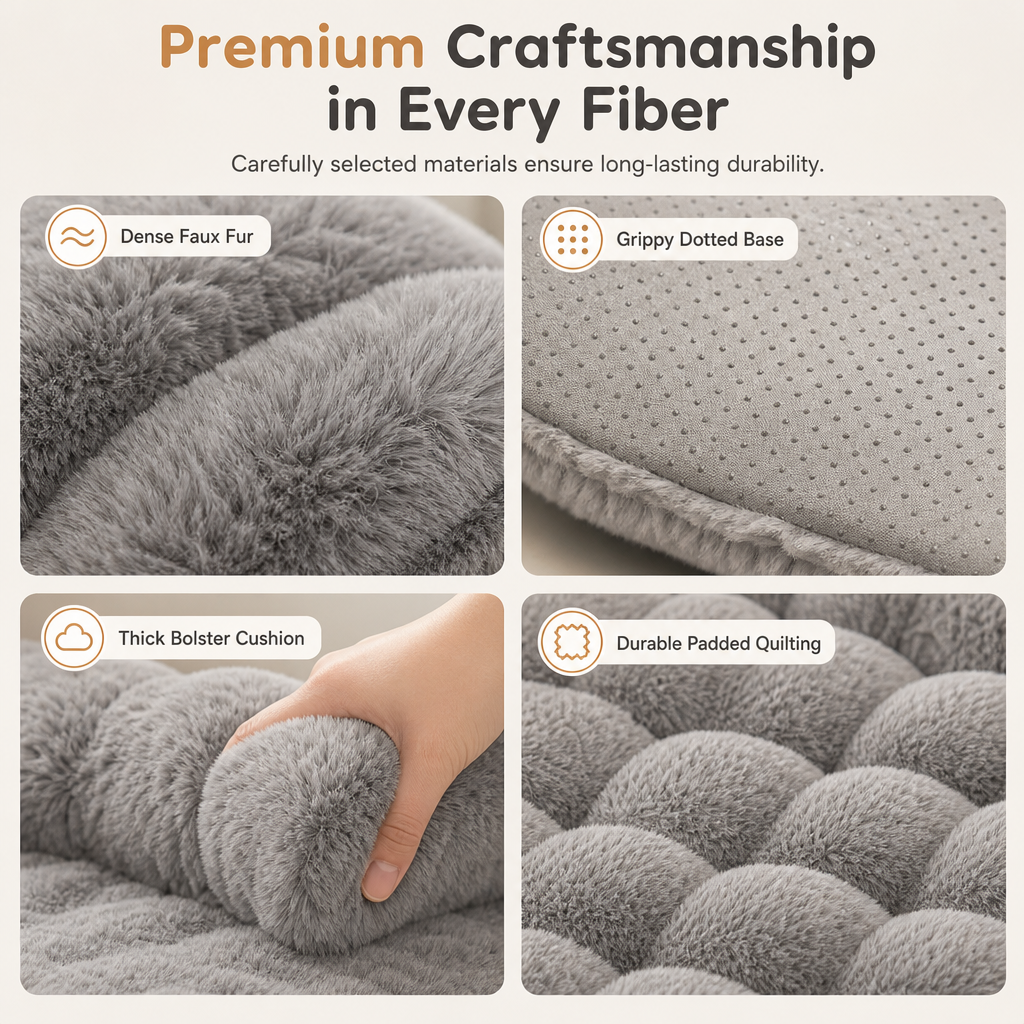 ⏳🔥LIMITED-TIME 50% OFF! ⏰🐾 Plush Pet Furniture Protector: Faux Fur, Anti-Scratch, Non-Slip Back, Quilted