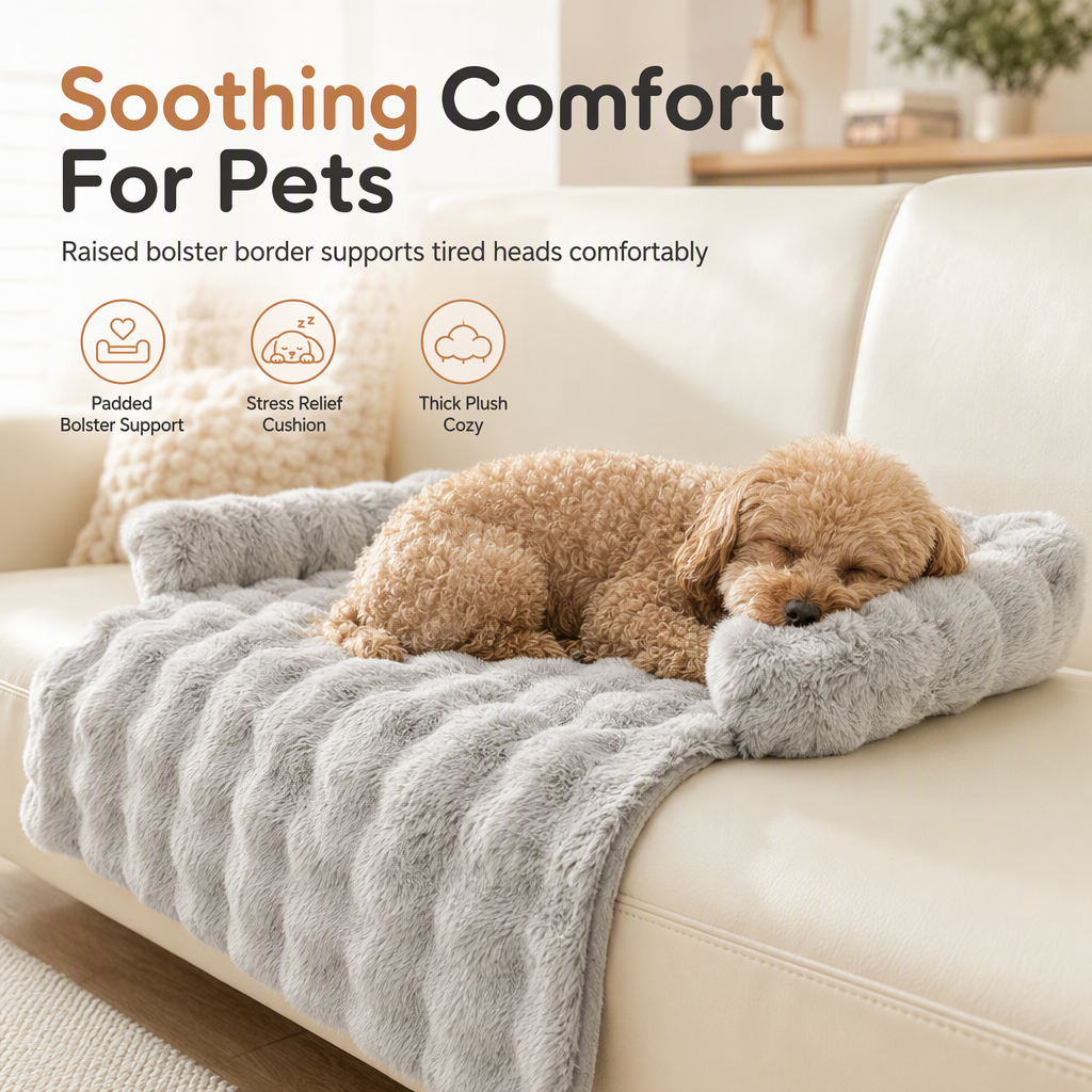 ⏳🔥LIMITED-TIME 50% OFF! ⏰🐾 Plush Pet Furniture Protector: Faux Fur, Anti-Scratch, Non-Slip Back, Quilted