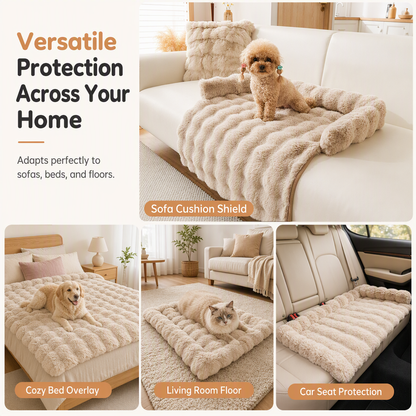 ⏳🔥LIMITED-TIME 50% OFF! ⏰🐾 Plush Pet Furniture Protector: Faux Fur, Anti-Scratch, Non-Slip Back, Quilted