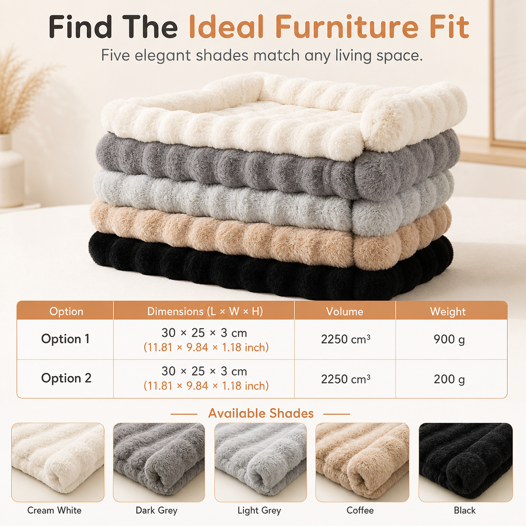 ⏳🔥LIMITED-TIME 50% OFF! ⏰🐾 Plush Pet Furniture Protector: Faux Fur, Anti-Scratch, Non-Slip Back, Quilted