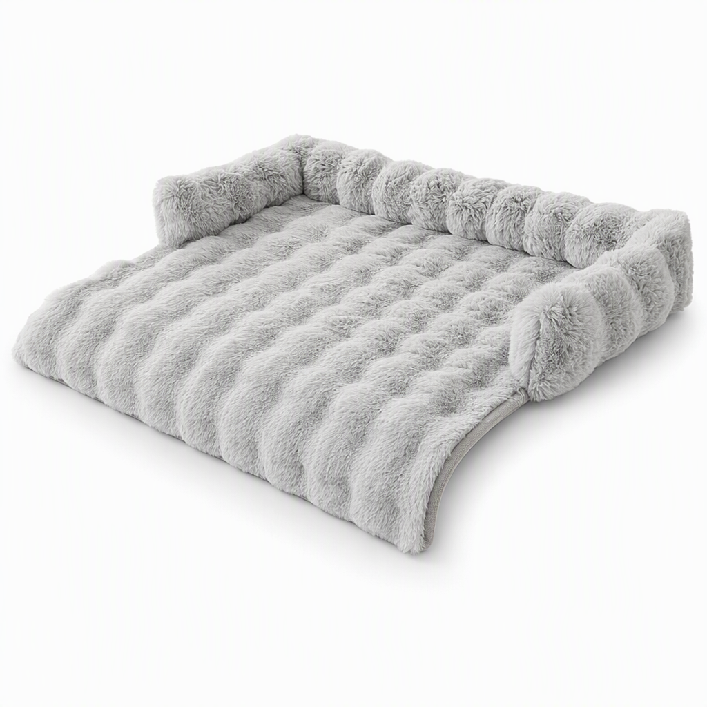 ⏳🔥LIMITED-TIME 50% OFF! ⏰🐾 Plush Pet Furniture Protector: Faux Fur, Anti-Scratch, Non-Slip Back, Quilted
