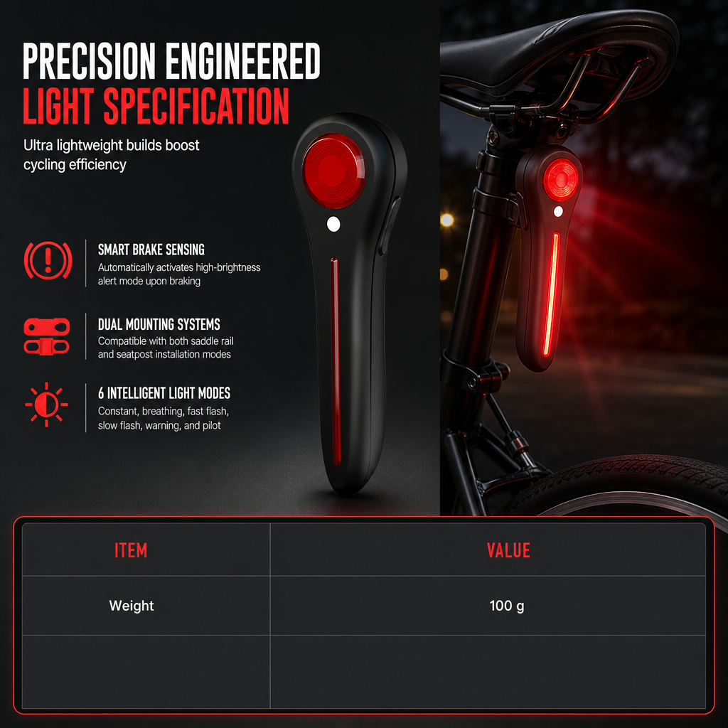 🚲 Smart Brake Sensor Bicycle Taillight - USB Rechargeable Bike Rear Light 🚨