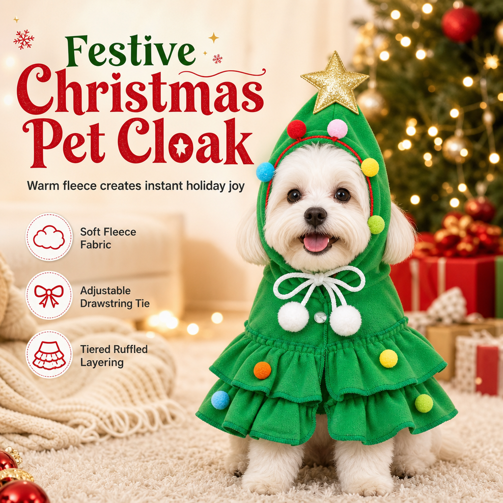 🎄 50% OFF – Cozy Christmas Tree Cape for Cats & Dogs