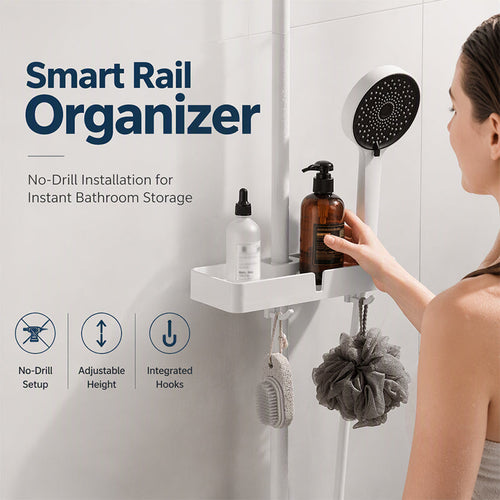 🚿 Adjustable Shower Rail Organizer for Flexible Bathroom Storage