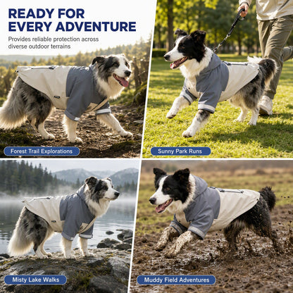 ⏳🔥LIMITED-TIME 50% OFF! ⏰Waterproof Dog Raincoat Colorblock Pet Outdoor with Dirtproof Leg Protection