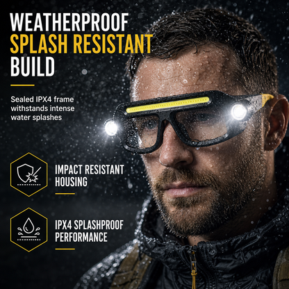 Dual Beam Rechargeable Glasses Light – Hands Free Clip-On LED Eyewear Lamp, Type-C Charging Head Light for Hiking, Repairing & Night Reading