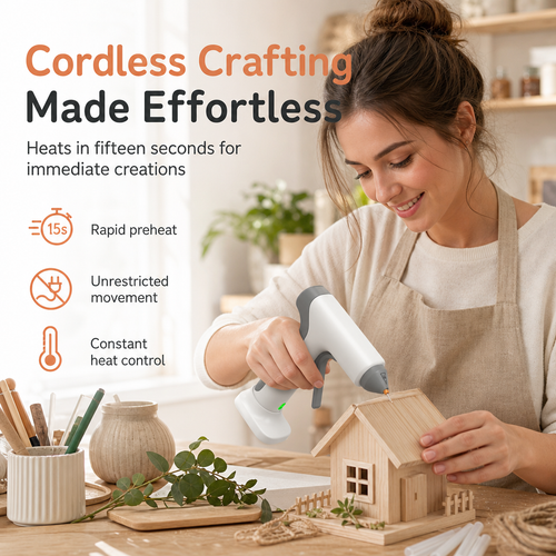 Cordless Hot Glue Gun Kit ⚡ – Rechargeable Design with Stand & 10 Glue Sticks
