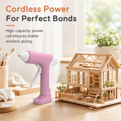 Cordless Hot Glue Gun Kit ⚡ – Rechargeable Design with Stand & 10 Glue Sticks
