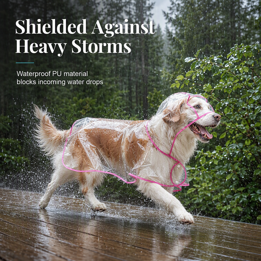 Clear Waterproof Dog Raincoat 🌧️ – Rainy-Day Protection | 50% OFF