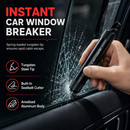 🚨 2-in-1 Car Escape Tool – Mini Window Breaker & Seatbelt Cutter