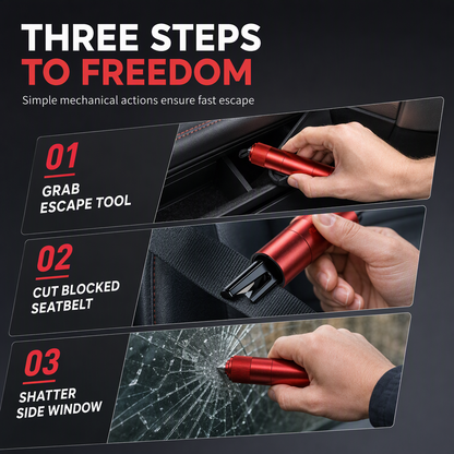 🚨 2-in-1 Car Escape Tool – Mini Window Breaker & Seatbelt Cutter