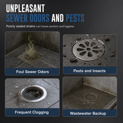 🚿 Brushed Stainless Steel Floor Drain – Round Design with Odor-Blocking Core