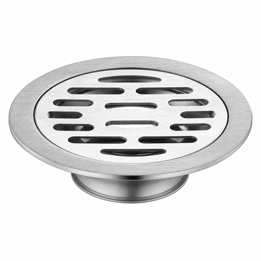 🚿 Brushed Stainless Steel Floor Drain – Round Design with Odor-Blocking Core