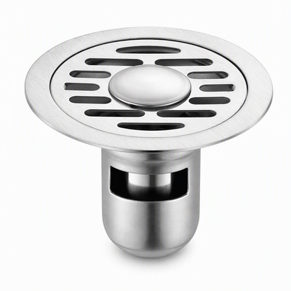 🚿 Brushed Stainless Steel Floor Drain – Round Design with Odor-Blocking Core