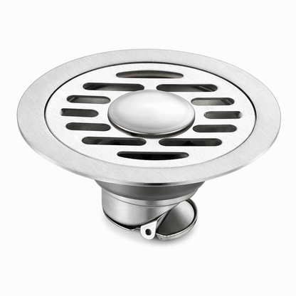 🚿 Brushed Stainless Steel Floor Drain – Round Design with Odor-Blocking Core