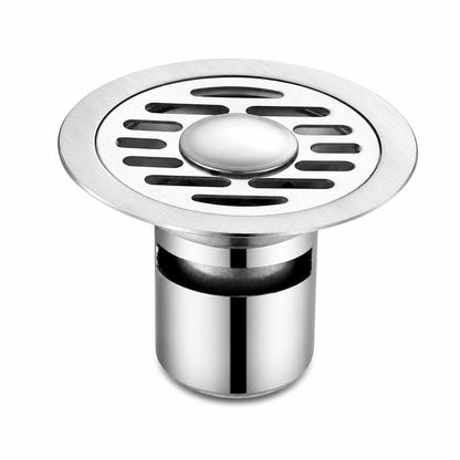 🚿 Brushed Stainless Steel Floor Drain – Round Design with Odor-Blocking Core