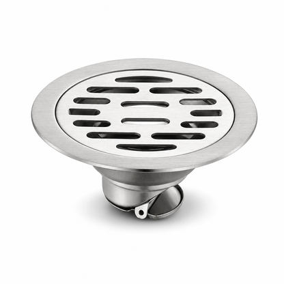 🚿 Brushed Stainless Steel Floor Drain – Round Design with Odor-Blocking Core