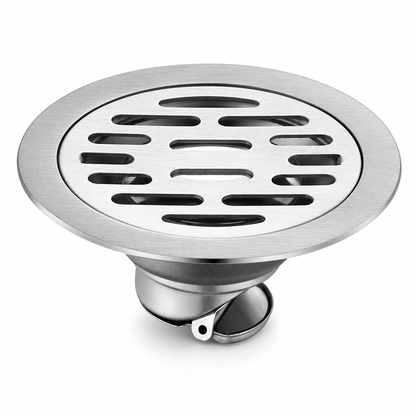🚿 Brushed Stainless Steel Floor Drain – Round Design with Odor-Blocking Core