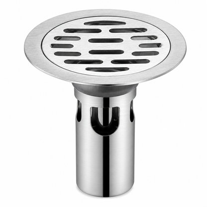 🚿 Brushed Stainless Steel Floor Drain – Round Design with Odor-Blocking Core