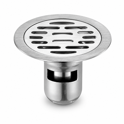 🚿 Brushed Stainless Steel Floor Drain – Round Design with Odor-Blocking Core