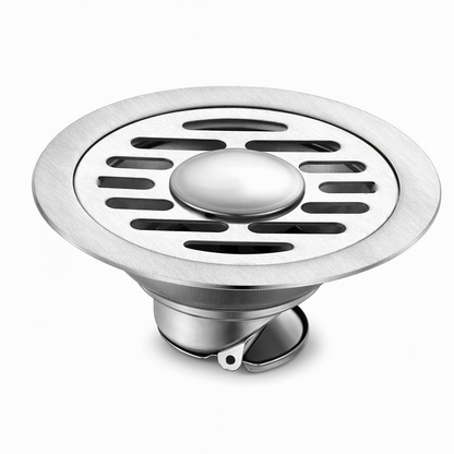 🚿 Brushed Stainless Steel Floor Drain – Round Design with Odor-Blocking Core