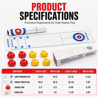 ⏳🔥LIMITED-TIME 50% OFF! ⏰Tabletop Mini Curling Game Set with Roll Up Mat and Plastic Curling Stones Interactive Indoor Board Game for Kids and Adults