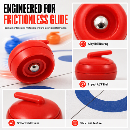 ⏳🔥LIMITED-TIME 50% OFF! ⏰Tabletop Mini Curling Game Set with Roll Up Mat and Plastic Curling Stones Interactive Indoor Board Game for Kids and Adults