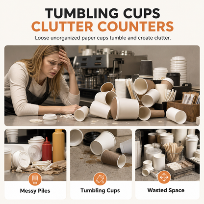 🥤 Rotating Paper Cup Dispenser – Handy Desktop Drink Cup Organizer