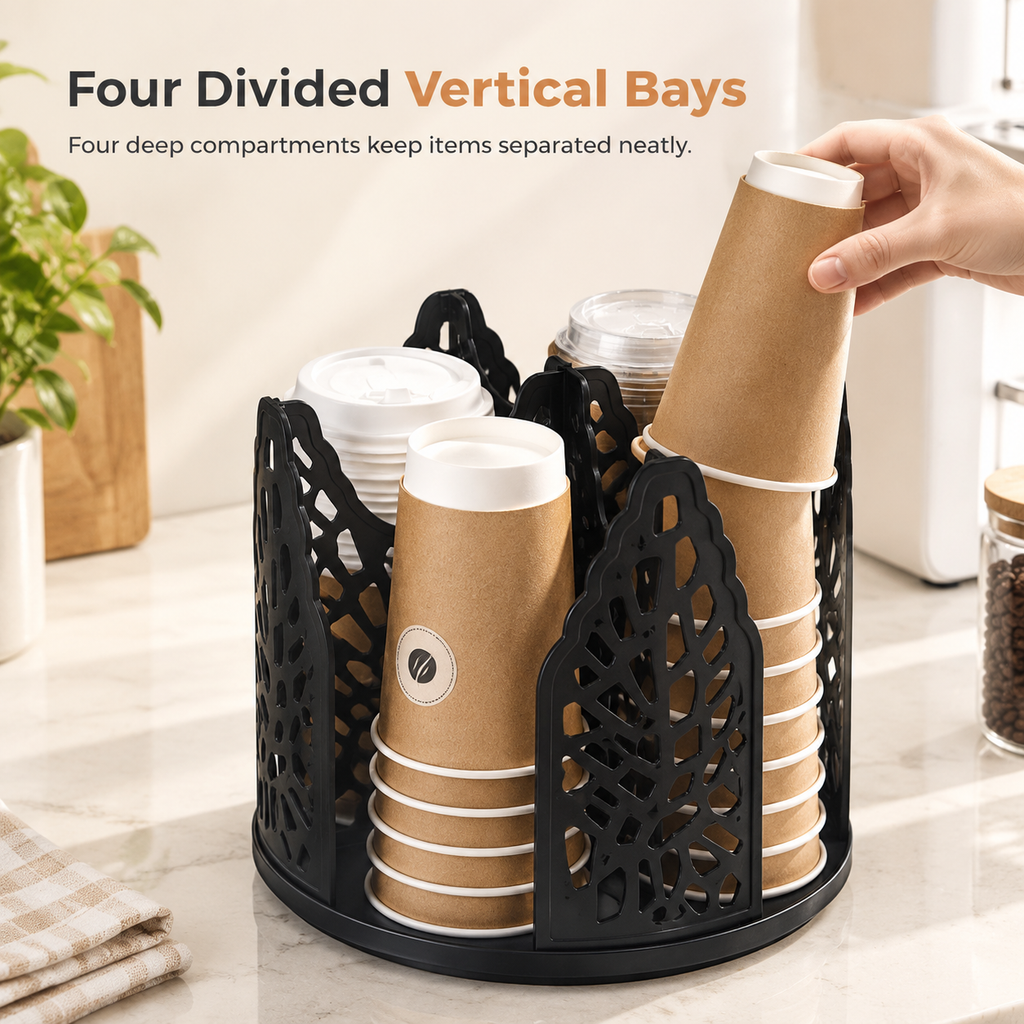🥤 Rotating Paper Cup Dispenser – Handy Desktop Drink Cup Organizer